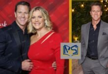 David Sanov and Alison Sweeney attending a red carpet event together alongside a solo portrait of David Sanov at a formal evening function