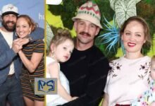 Cyclist Cole Maness and his wife, actress Erika Christensen, posing happily with their two young daughters, Shane and Polly.