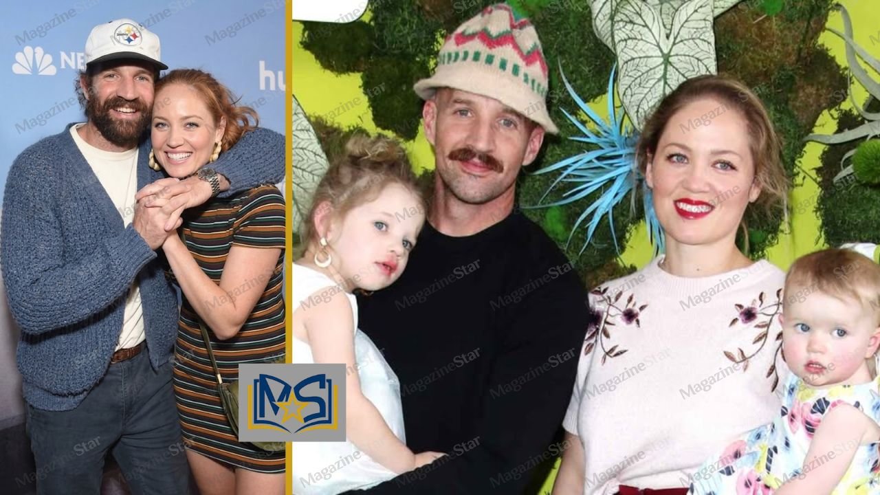 Cyclist Cole Maness and his wife, actress Erika Christensen, posing happily with their two young daughters, Shane and Polly.