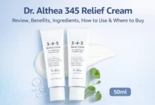Dr. Althea 345 Relief Cream feature image showing two 50ml tubes with skincare cream texture, ingredients focus, and review highlights