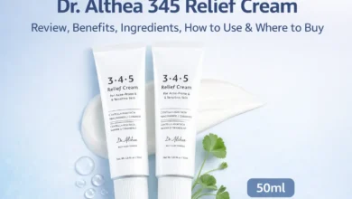 Dr. Althea 345 Relief Cream feature image showing two 50ml tubes with skincare cream texture, ingredients focus, and review highlights