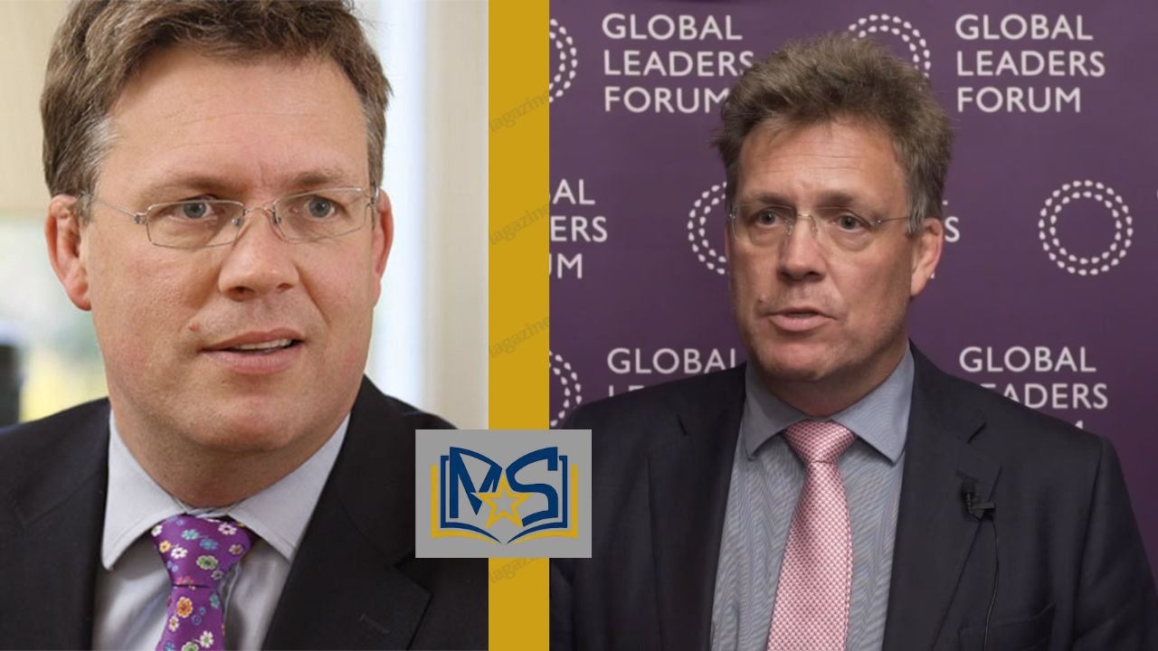 Julian Pike British opera singer and father of Rosamund Pike speaking at a public event