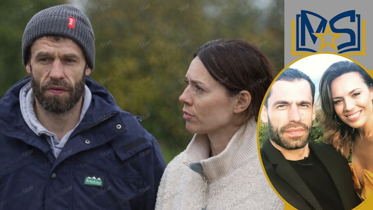 Kelvin Fletcher and Liz Marsland at Fletchers’ Family Farm in the Peak District during ITV documentary filming