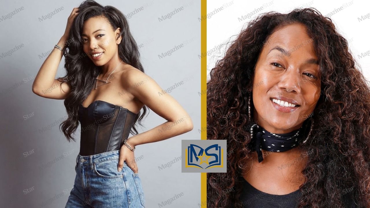 Sakira Wang posing next to her mother, famous American actress and filmmaker Sonja Sohn.