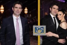 Thomas Starr solo portrait and with Melanie C at formal event